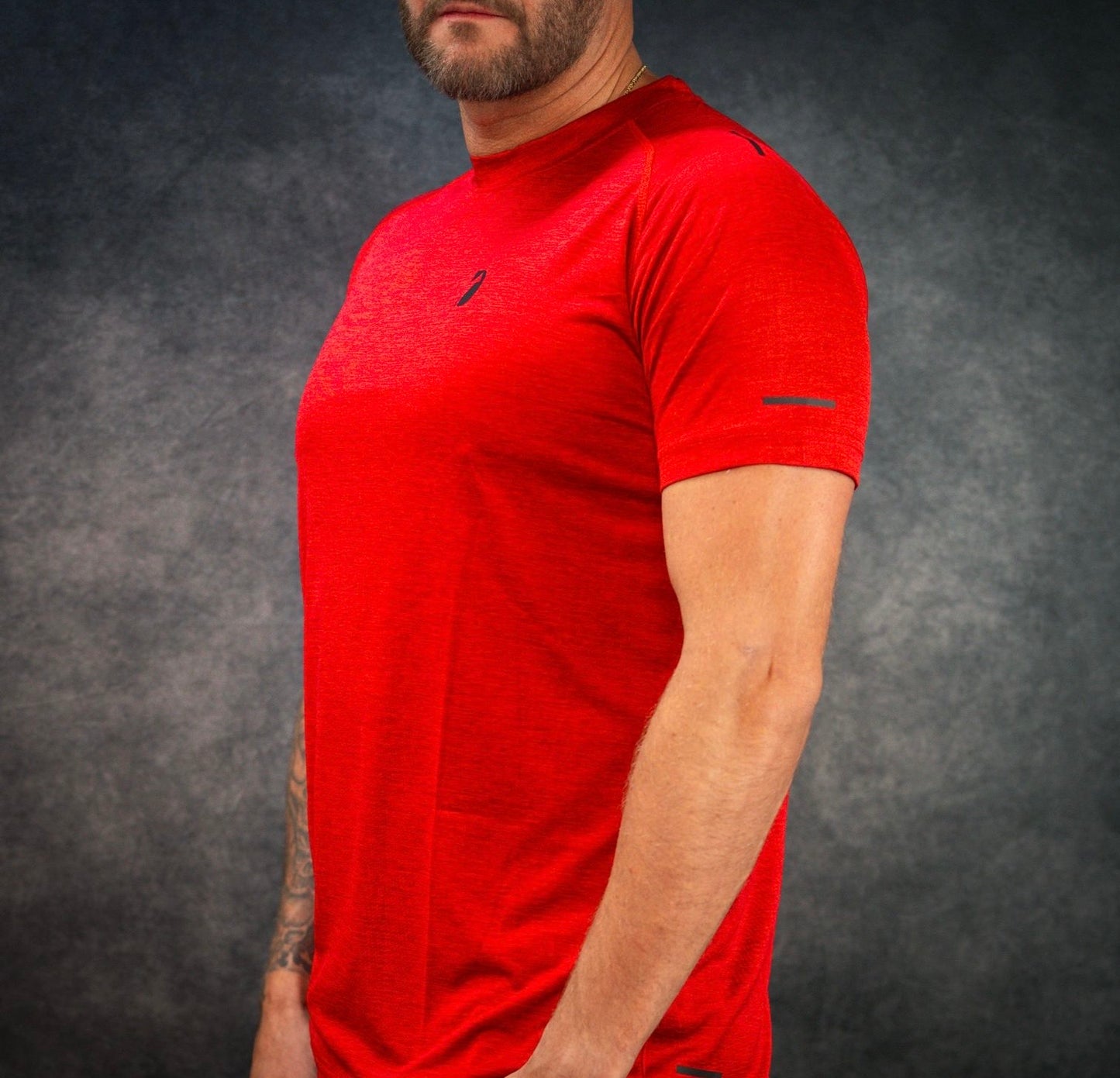 Men’s Hyperlite-QD Actiwear T-Shirt. Blood Red Melange (black edition)