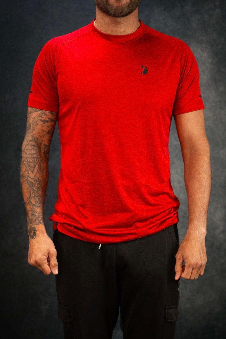 Men’s Hyperlite-QD Actiwear T-Shirt. Blood Red Melange (black edition)