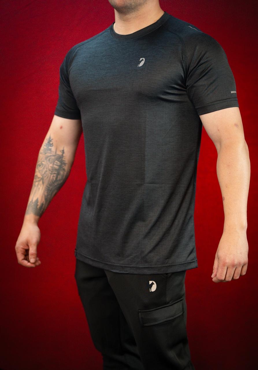 Men’s Hyperlite-QD Actiwear T-Shirt. Charcoal Melange