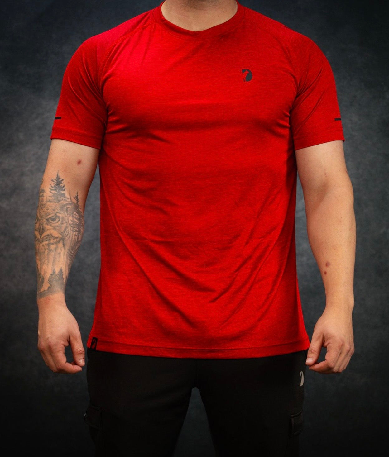 Men’s Hyperlite-QD Actiwear T-Shirt. Blood Red Melange (black edition)