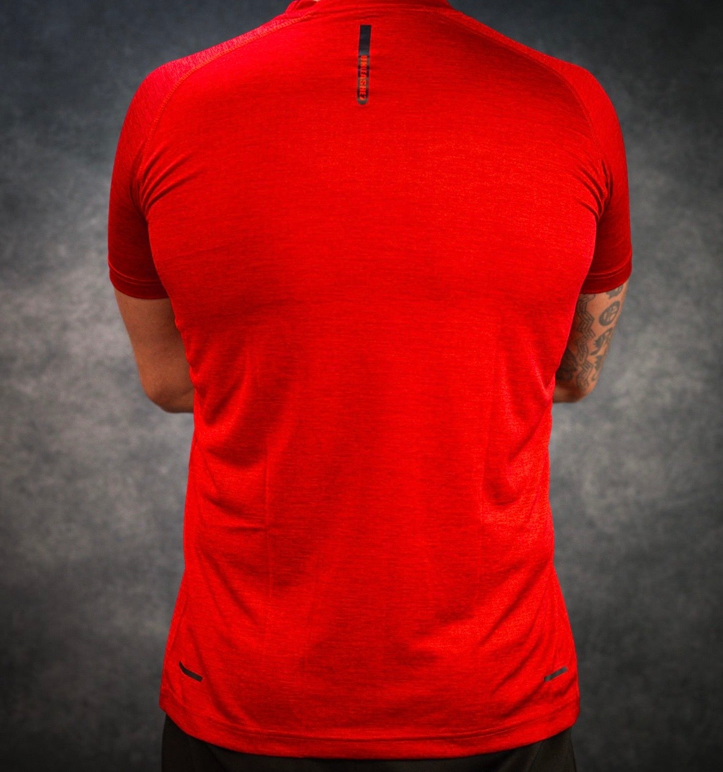 Men’s Hyperlite-QD Actiwear T-Shirt. Blood Red Melange (black edition)