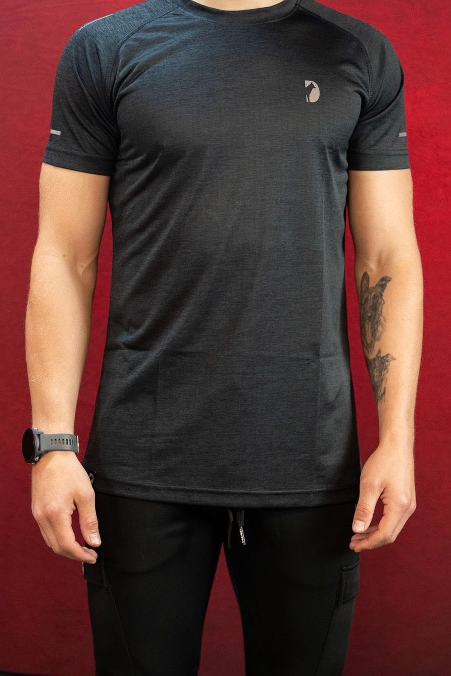 Men’s Hyperlite-QD Actiwear T-Shirt. Charcoal Melange